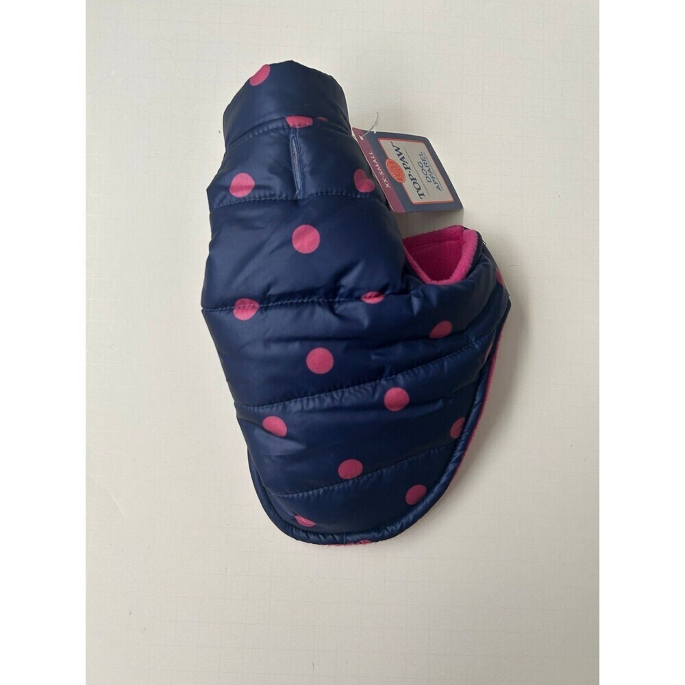 Top Paw Dog Puffer Vest/Jacket Blue Pink With  Polka Dots size XX-Small